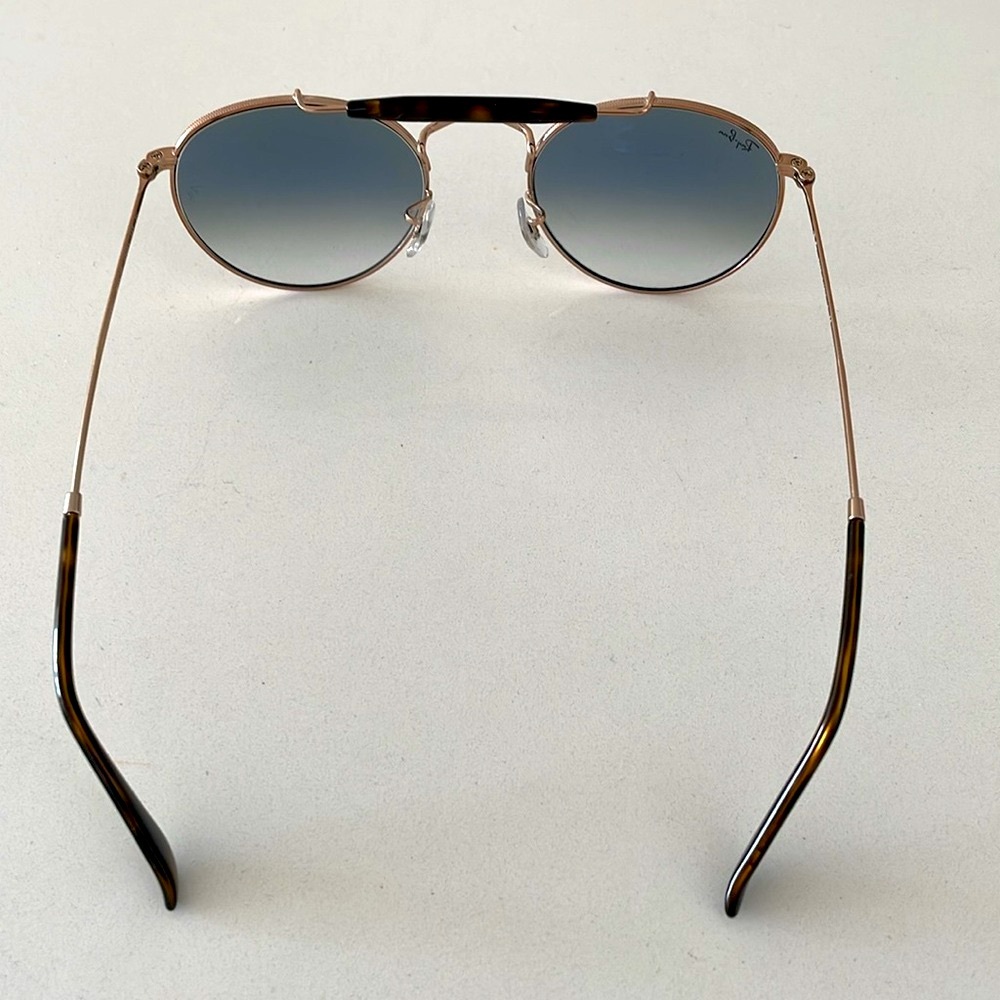 Ray-Ban Rose Gold Tone Sunglasses w/ Blue Ombre Lens & Tortoise Accents - Picture 3 of 16